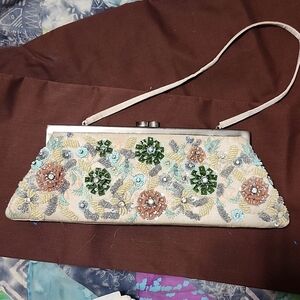 Vintage Hand beaded satin clutch